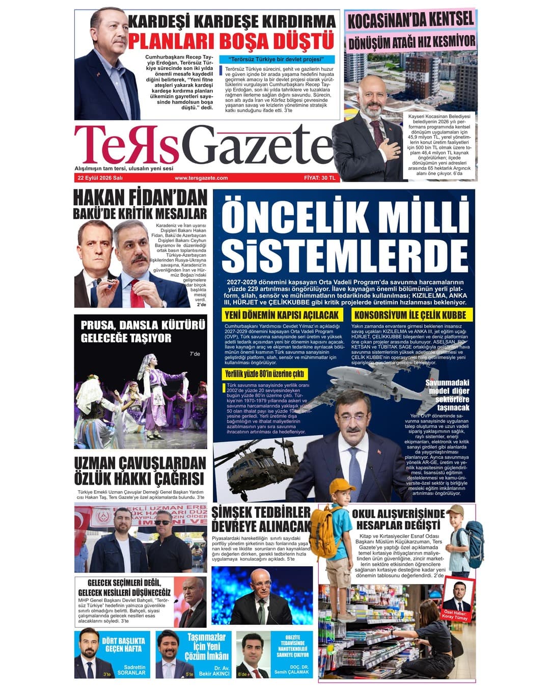 TERS GAZETE 22 EYLÜL 2026