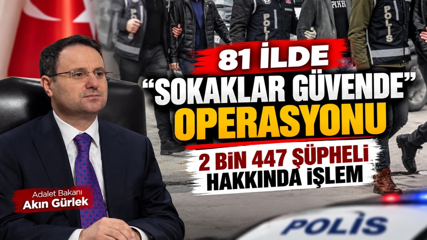 81 ilde “Sokaklar Güvende” operasyonu: 2 bin 447 şüpheli hakkında işlem