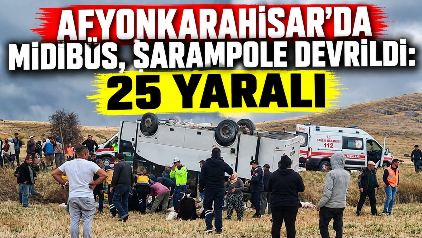 Afyonkarahisar'da midibüs, şarampole devrildi: 25 yaralı