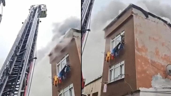 Fatih'te 3 katlı binanın terasında yangın; alevler bitişikteki binanın çatısına sıçradı
